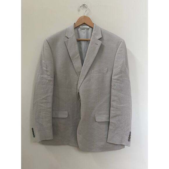 Chaps 100% Linen Light Gray Dual Vent Blazer Jacket Sport Coat Beach Wedding 48R - Picture 1 of 4